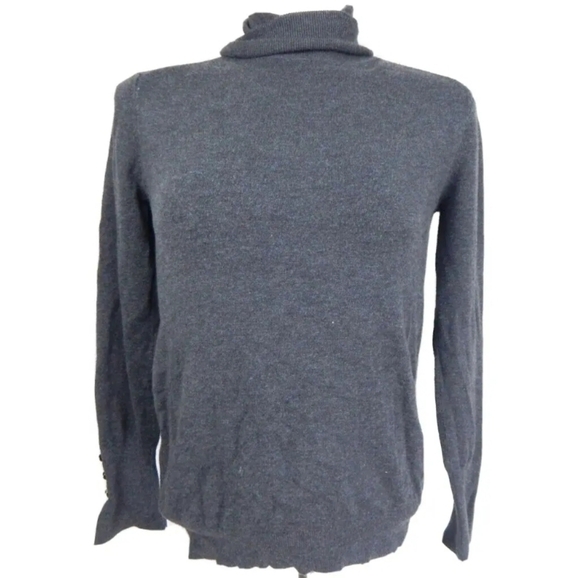 Zara Gray Button Cuff Turtleneck Sweater - Picture 1 of 4
